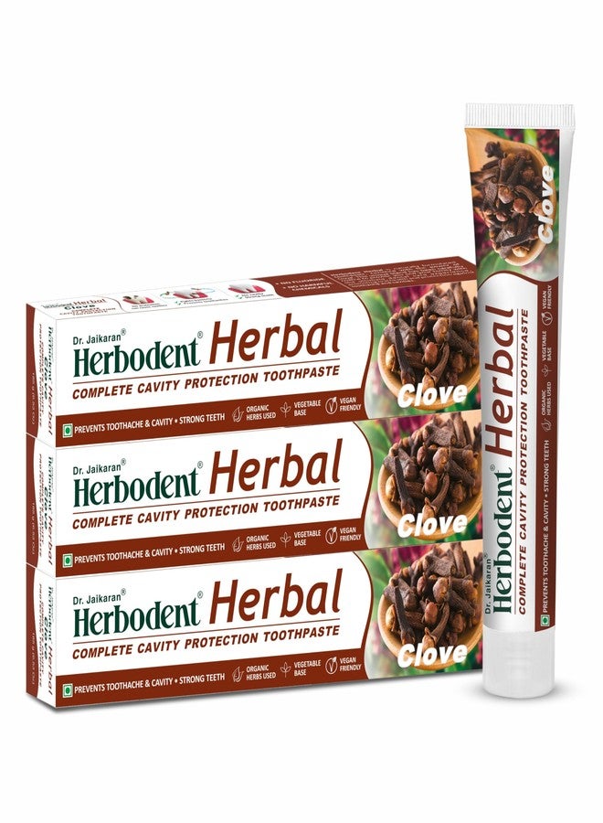 Herbodent® Herbal Clove Toothpaste - 100g Pack Of 3 | Natural Herbs - Clove, Babool, Bakul and more | Daily use toothpaste - Image 1